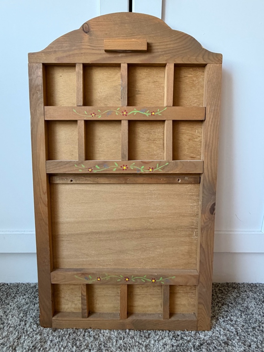 Wooden Trinket Shelf with Handpainted Floral Accents